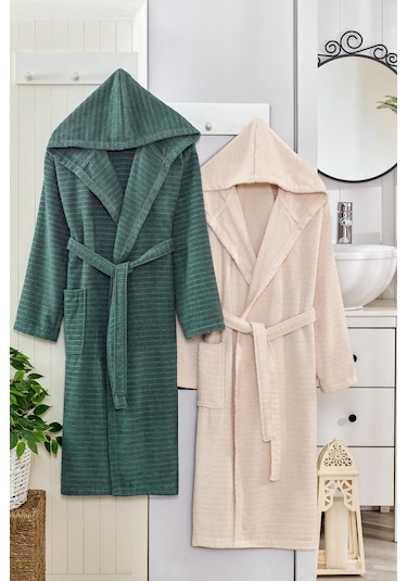 Doğa Yeşil Bej Bornoz