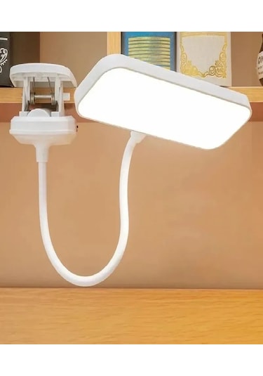 Vkemall Usb Şarjlı, Parlaklık Ayarlanabilir Led Okuma Lambası - Göz Korumalı, Çok Amaçlı, Masaya/yatak Üstüne Tutan Veya Dikey Konulabilir Beyaz