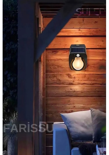 Güneş Enerjili Dekor Balkon Bahçe Aydınlatması Ampul Şeklinde Şık Led Loş Işık Siyah