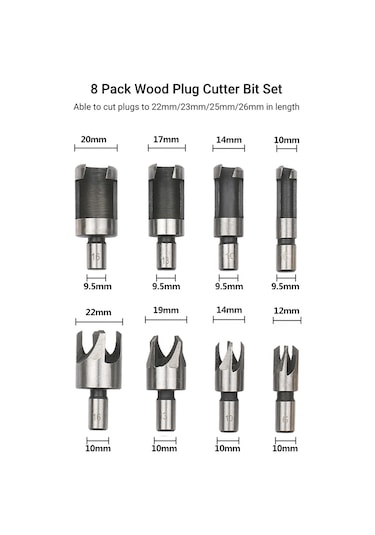 Hallow Ağaç İşleme Pah Delme Aracı Ahşap Kesici 8 Adet