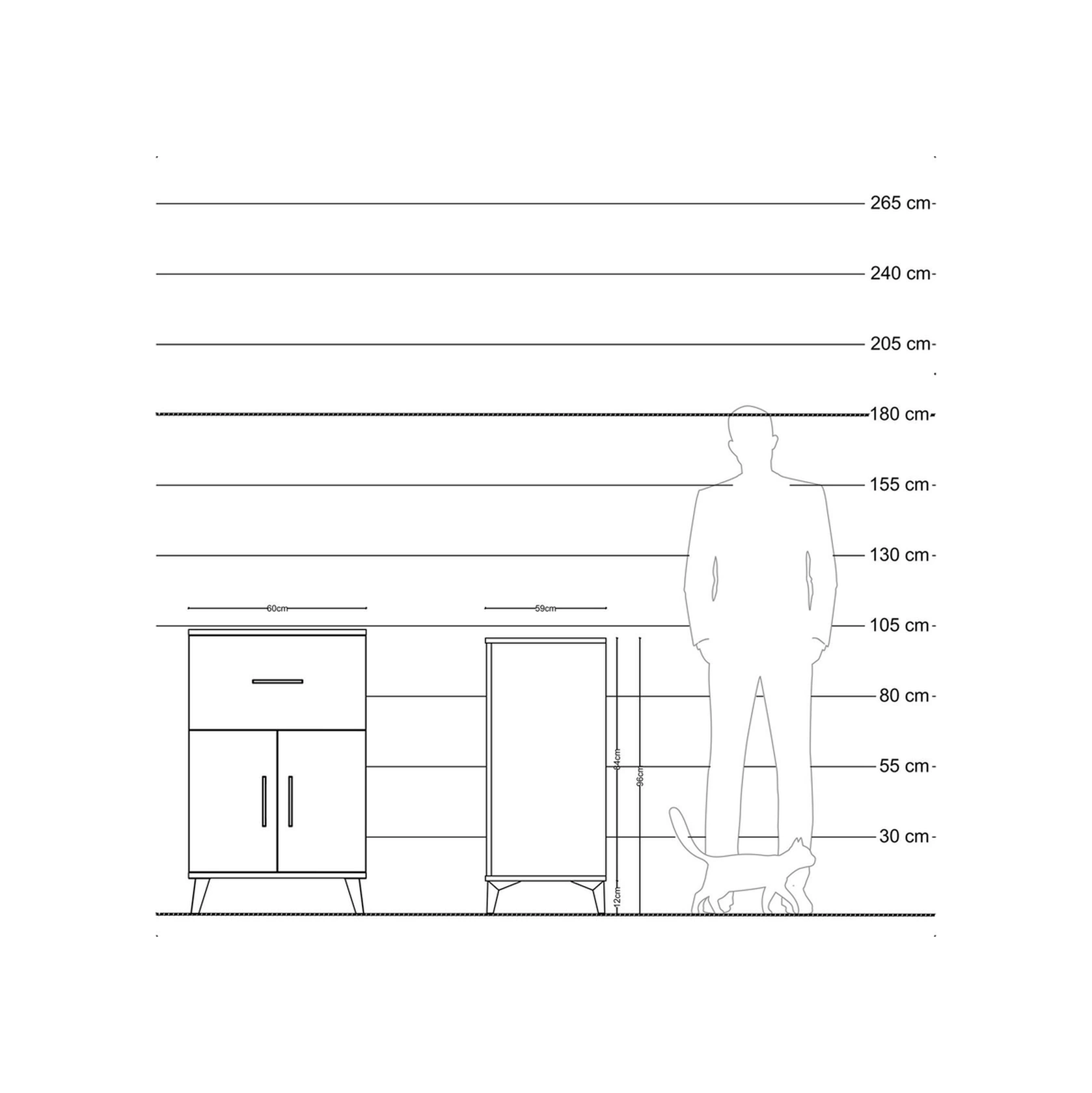 Kronos Komodin Tek Raflı Tek Çekmeceli 2 Kapaklı 60x59x96 Çam... Çam