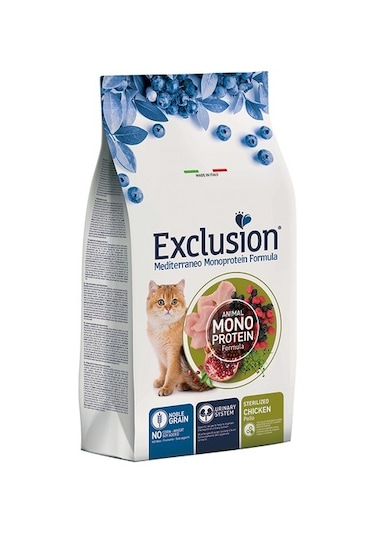 Exclusion Mediterraneo Monoprotein Düşük Tahıllı Tavuklu Ve Narlı Kısırlaştırılmış Kedi Maması 12 KG