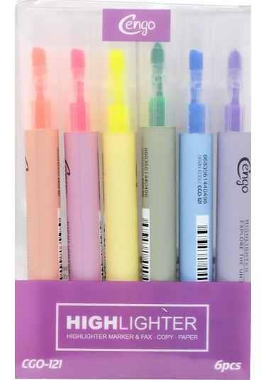 Cengo Fosforlu Kalem 6lı Set Çok Renkli