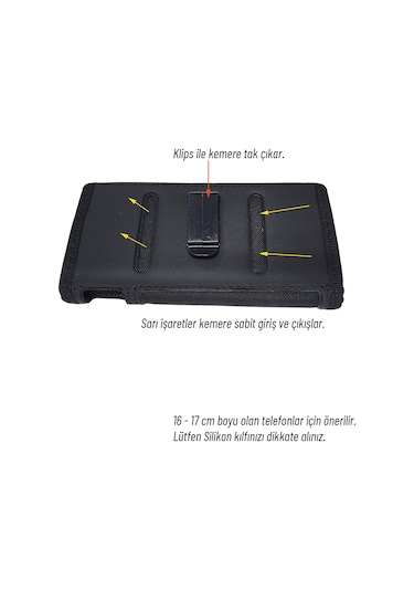 Exenar Iphone 6 Plus / 6s Plus / 7 Plus / 8 Plus / Xs Max Bel Kemer Kılıfı Siyah