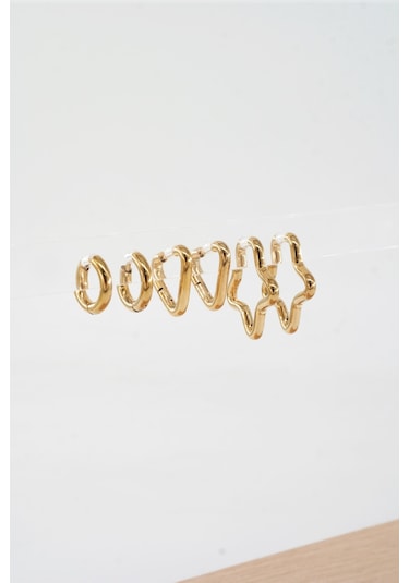 Kadın 316 L Paslanmaz Çelik Geometrik Model 6'lı Küpe Seti 10