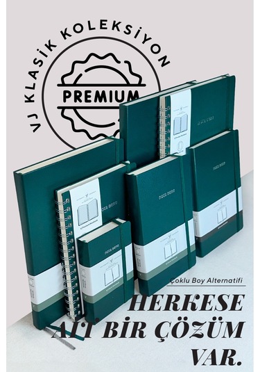 Nota Bene Premium Sert Kapak Defter, 14.8x21, Çizgili Yeşil