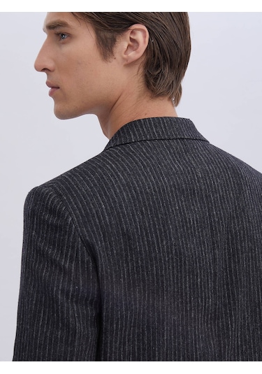 Kip Antrasit Desenli Modern Fit Yün Karışımlı Ceket Çok Renkli