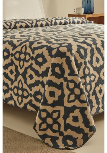 Karaca Home Rina Çift Kişilik Pamuklu Battaniye Lacivert