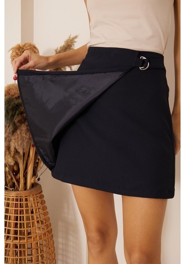 Lacivert Anvelop Toka Detaylı Mini Etek Dm2027 Lacivert