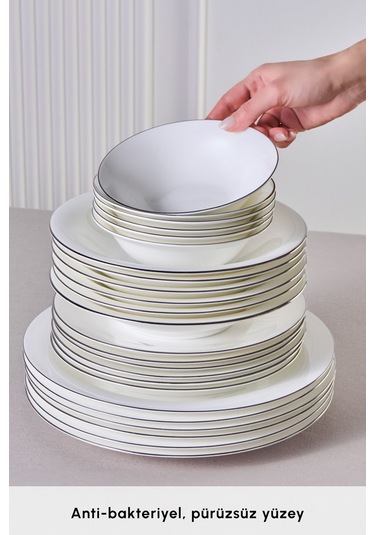 Karaca  Fine Pearl Fame 55 Parça 12 Kişilik Yemek Takımı Platin