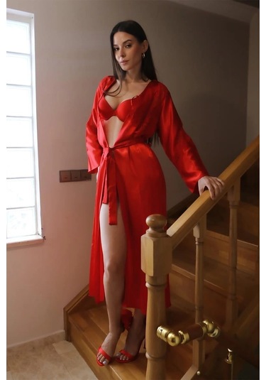 Giyim Kadın Destekli Sütyen Takım Kırmızı Kırmızı