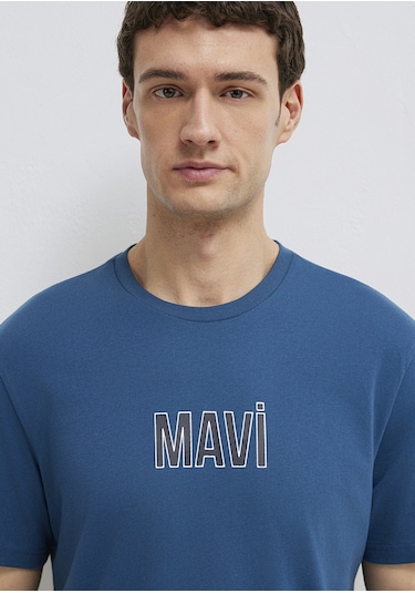 Mavi - Mavi Logo Baskılı Mavi Tişört 0613186-70764 Mavi