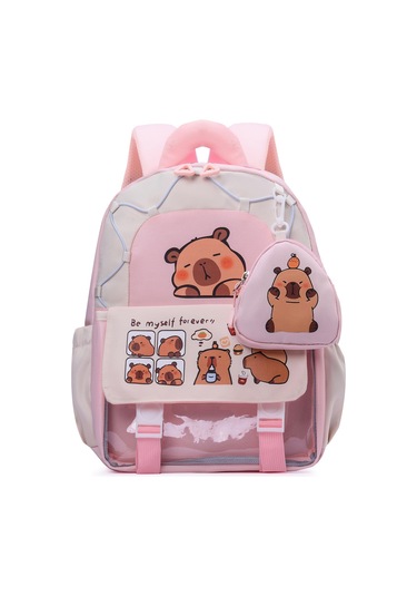 Hafif Rahat Çocuk Sırt Çantası Yeni Büyük Kapasiteli Karikatür Sevimli Kız Sırt Çantası Oxford Bez Okul Çantası pembe