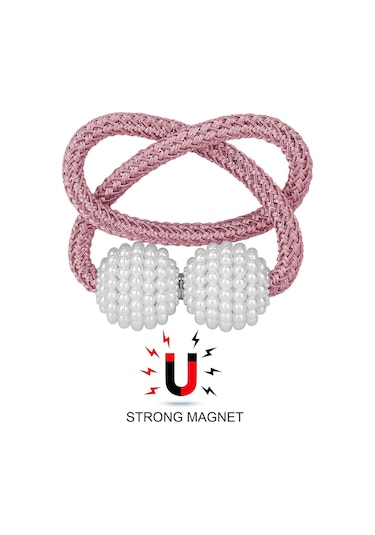 Pembe 2'li Manyetik Perde Tutucular, Pratik Perde Tutucular, Dekoratif Boncuk İpleri, Küçük, İnce Veya Şeffaf Pencere Perdeleri İçin Tutucular Diğer