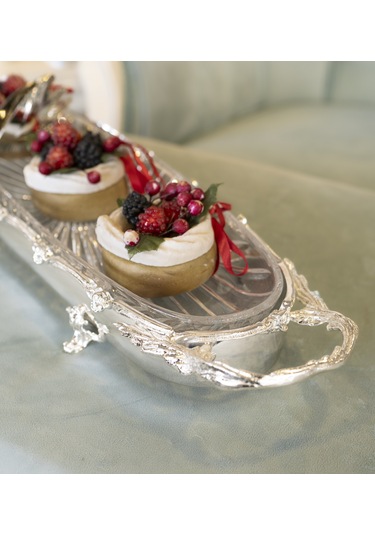 Gümüş Kaplama Oval Servislik Gümüş