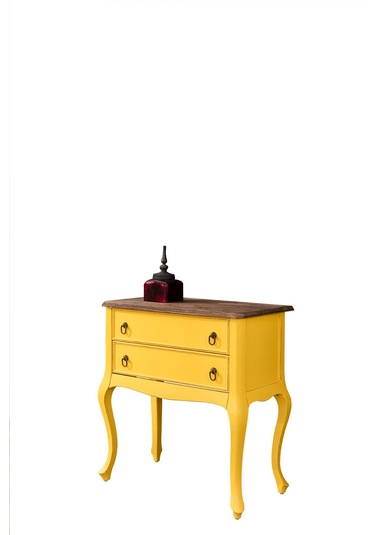 Wooding Masif 2 Çekmeceli Sarı Ceviz Komodin - Mini Konsol