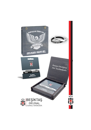 Beşiktaş Lisanslı 2'li Silikon Yetişkin Bileklik Kişiye Özel Kutu 001