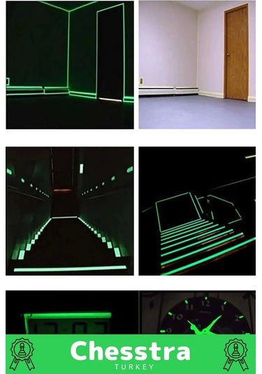 Karanlıkta Işık Veren Yansıyan Kendinden Yapışkanlı Reflektör Yeşil Şerit Fosfor Neon Bant 16 Metre