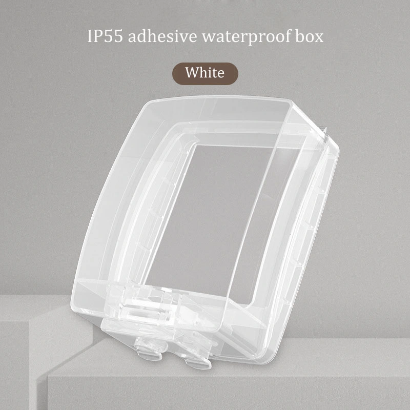 Youmex Banyo Tuvalet Ip55 Su Geçirmez Kapağı - 86 Tipi Şeffaf Siyah Yapıştırmalı Anahtar Soket Koruyucu Kutusu Pano Prizi