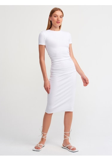 Dilvin 90327 Fitilli Midi Boy Elbise