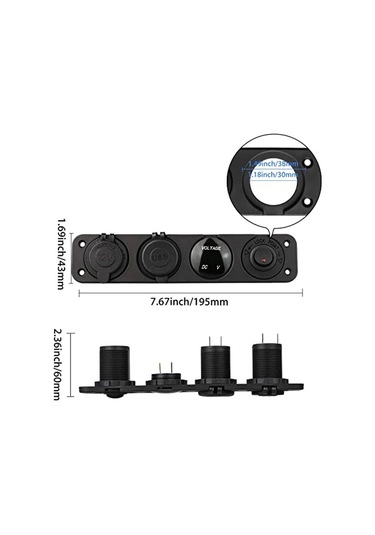 Yeşil 4 In 1 Araba Şarjı Çift Usb Şarj Aleti 4.2a Voltmetre 12v Güç Soketi Tekne Deniz Rv Kamyon Karavan Araçları İçin Açma-kapama Anahtarı