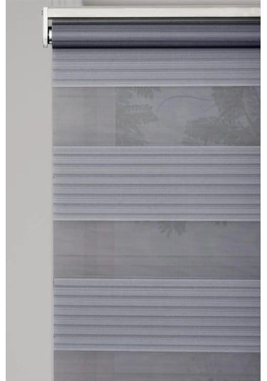 Kidmex Ithal Gri Plisei Zebra Stor Perde Oygusuz