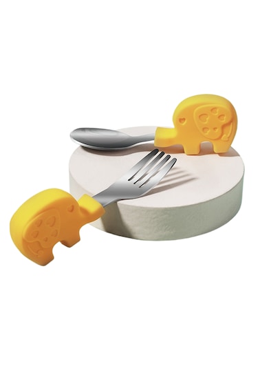 Kısa Saplı Çocuk Paslanmaz Çelik Çatal-sarı 05 Sarı