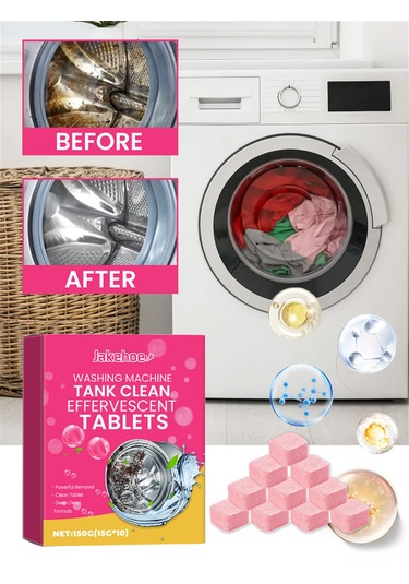 Maiyame Makine Temizleyici Fıçlı Tabletler - Derinlemesine Yıkama, Koku Ve Kirlik Giderici - 10 Adet 150g - Tüm Markalar Uyumlu Beyaz