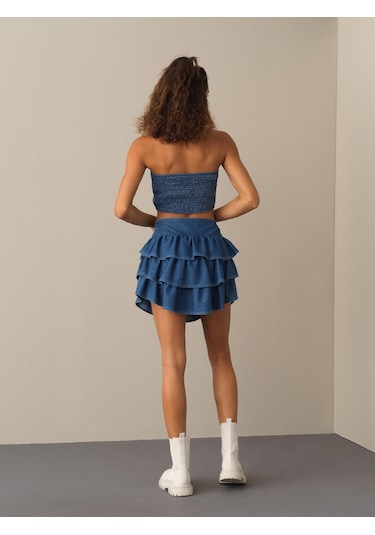 Mavi Regular Fit Şortlu Etek 270366 Mavi