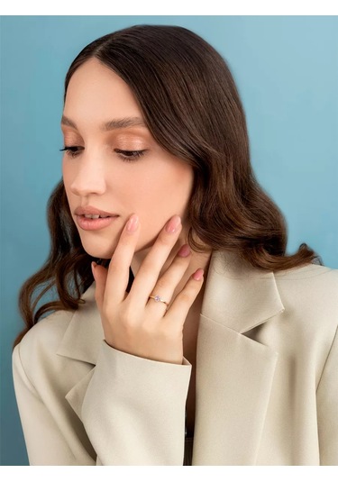 Veronika 925 Ayar Gümüş Nişan Yüzüğü 14975048 Altın