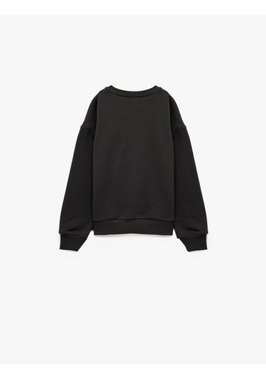 Koton Şardonlu Uzun Kollu Bisiklet Yaka Lisanslı Powerpuff Girls Oversize Sweatshirt Antrasit 6wkg10444ak Antrasit