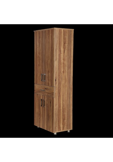 Çok Amaç 12688 Dolap 180 Model Hard Parlak Ceviz Suntalem 4raf 1çekmec El Yapım