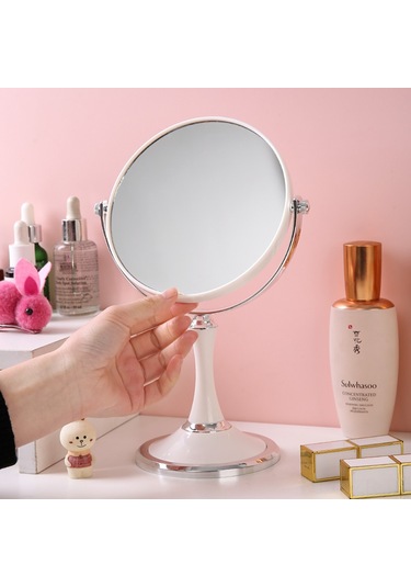 Geeroyoo 8 İnç Eliptik İkili Yüzlü Tahta Üstü Makyaj Aynası - Pratik, Dayanıklı Ve Modern Stiliyle Odana Zenginlik Katın 8 İnçli Yumurta Şeklinde