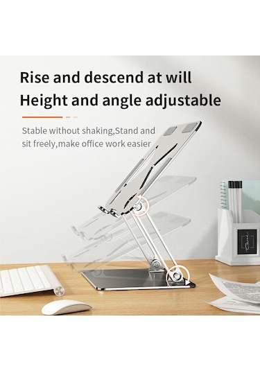 L306 Tabletler Ayarlanabilir Stand, 17,3 İnçe Kadar Dizüstü Bilgisayarlar Taşınabilir Isı Dağılımı Masa Tutucu Gümüş
