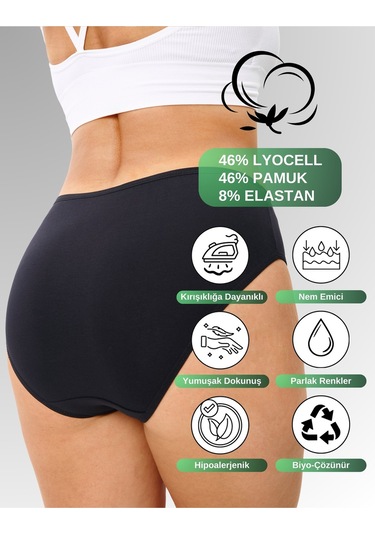 Alya Underwear Kadın Külot, Lyocell Kumaş Külot, Ter Emici Rahat Ve Dayanıklı Kadın İç Çamaşırı, Liyosel Slip Siyah P06