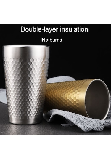 Sones 260ml 304 Paslanmaz Çelik Çekiç Kupa Kalınlaştırılmış Çift Katmanlı Restoran Çay Fincanları