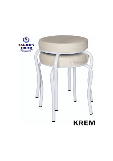 Tabure (Beyaz Ayaklı) (2 Adet)-Mutfak Balkon Tabur...