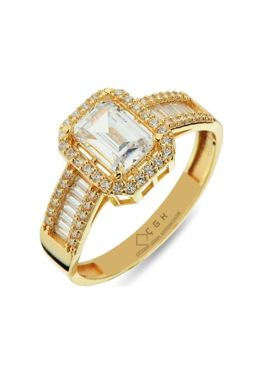 Baget Taşlı Fantezi Altın Yüzük