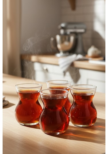 Snippy Tea - 6'lı Cam Çay Bardağı Cam Çay Seti 170 Cc Cam