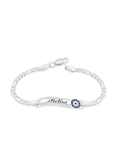 Çocuk Ve Bebek İsimli Gümüş Bileklik Nazar Boncuklu St266