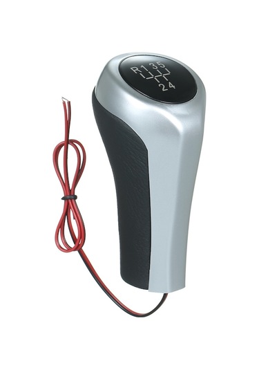 Bmw İçin Manuel Gövde Vites Kolu - Gümüş Renk, Beyaz Yazı, 5 Vites, Işıklı Fonksiyonlu Plastik Vites Başlığı Beyaz Beyaz