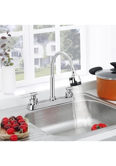 Besthome1 360 Derece Dönemez Çift İşlevli Seramik Musluk - Mutfakta Sıçrama Önleyen Diğer Diğer