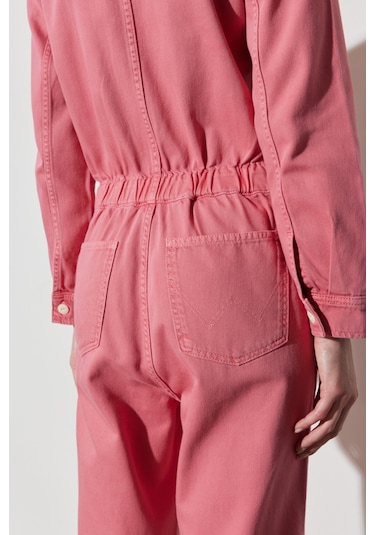 Kick Flare Regular Fit Normal Kesim Gömlek Yaka Geniş Paça Pembe Tulum W237XMP63 Pembe