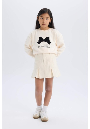 DeFacto Kız Çocuk Gabardin Etek D7858A825SPER233 Ekru