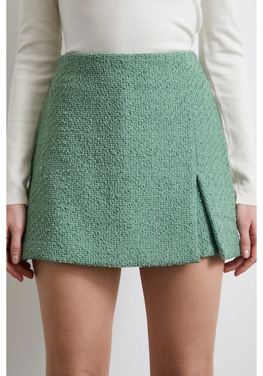 Yırtmaçlı Şort Etek Yeşil Yeşil