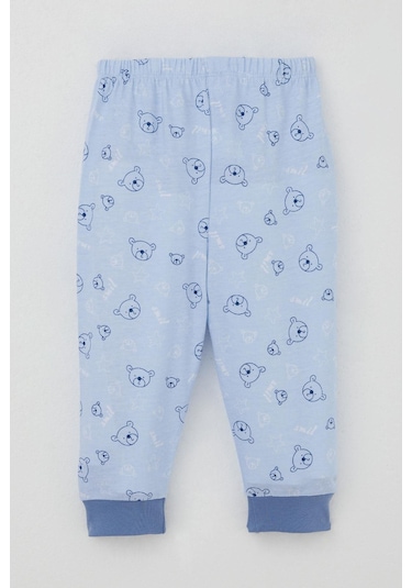 Breeze Erkek Bebek Pijama Takımı Sevimli Ayıcık Figürlü Yıldız Desenli 4 Ay-1 Yaş, Mavi Mavi