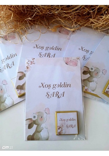 Azərbaycan Xoş Gəldin Bebek Çikolatası Davetiye Kartlı Hediye 20 Adet