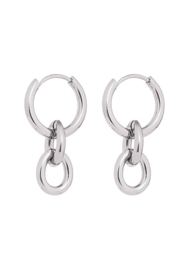 Gümüş Eetit Paslanmaz Çelik Yuvarlak Sıradışı Damla Küpe Kadınlar İçin Çok Renkli