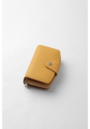 Cengiz Pakel Orta Boy Çıt Çıt Detaylı Kadın Cüzdan/portföy - 65300 -hardal 65300-hardal