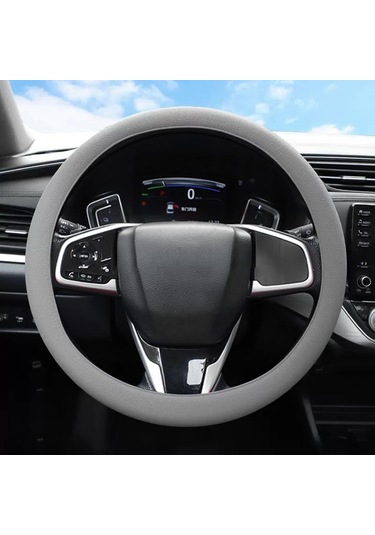 Gri Seametal Silikon Araba Direksiyon Kılıfı Kaymaz Aşınmaya Dayanıklı Silikon Koruyucu Tekerlek Araba Aksesuarları